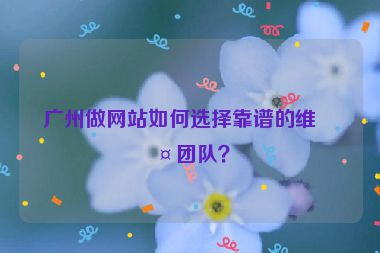 廣州做網(wǎng)站如何選擇靠譜的維護(hù)團(tuán)隊(duì)？