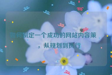 如何制定一個(gè)成功的網(wǎng)站內(nèi)容策略，從規(guī)劃到執(zhí)行