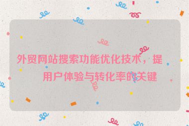 外貿(mào)網(wǎng)站搜索功能優(yōu)化技術(shù)，提升用戶體驗與轉(zhuǎn)化率的關(guān)鍵