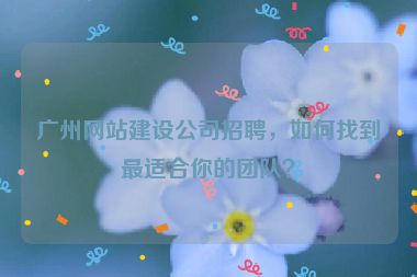 廣州網(wǎng)站建設(shè)公司招聘，如何找到最適合你的團(tuán)隊(duì)？
