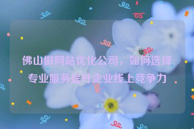 佛山做網(wǎng)站優(yōu)化公司，如何選擇專(zhuān)業(yè)服務(wù)提升企業(yè)線(xiàn)上競(jìng)爭(zhēng)力