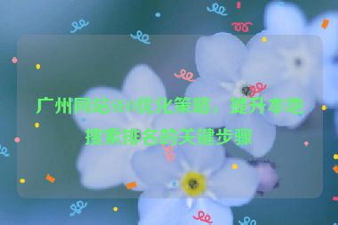 廣州網(wǎng)站SEO優(yōu)化策略，提升本地搜索排名的關(guān)鍵步驟