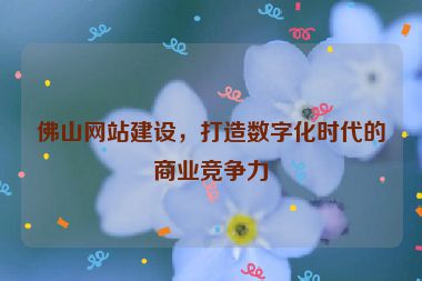 佛山網(wǎng)站建設(shè)，打造數(shù)字化時代的商業(yè)競爭力