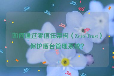 如何通過零信任架構(gòu)（Zero Trust）保護(hù)后臺(tái)管理系統(tǒng)？