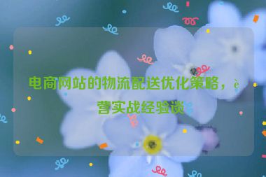 電商網(wǎng)站的物流配送優(yōu)化策略，運(yùn)營實(shí)戰(zhàn)經(jīng)驗(yàn)談