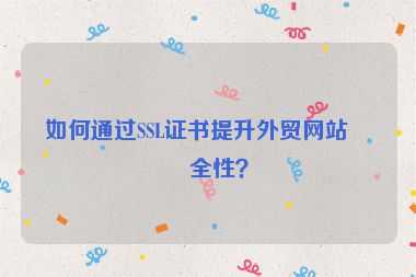 如何通過SSL證書提升外貿(mào)網(wǎng)站安全性？