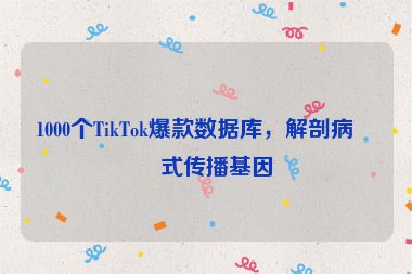 1000個TikTok爆款數(shù)據(jù)庫，解剖病毒式傳播基因