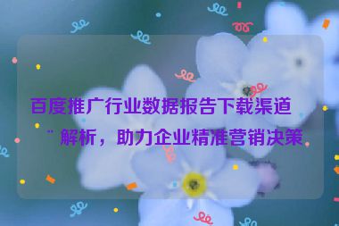 百度推廣行業(yè)數(shù)據(jù)報告下載渠道全解析，助力企業(yè)精準(zhǔn)營銷決策