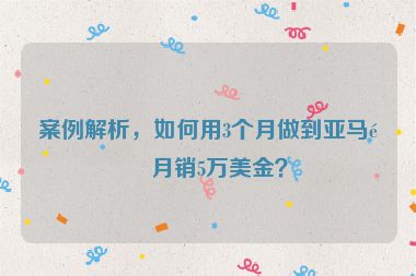 案例解析，如何用3個月做到亞馬遜月銷5萬美金？