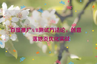 百度推廣A/B測試方法論，創(chuàng)意、落地頁優(yōu)化實(shí)戰(zhàn)