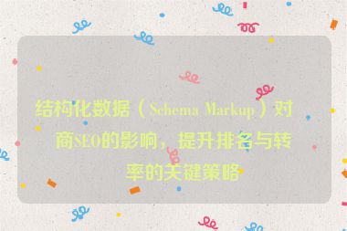 結(jié)構(gòu)化數(shù)據(jù)（Schema Markup）對(duì)電商SEO的影響，提升排名與轉(zhuǎn)化率的關(guān)鍵策略
