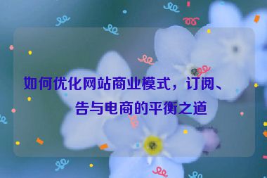 如何優(yōu)化網(wǎng)站商業(yè)模式，訂閱、廣告與電商的平衡之道