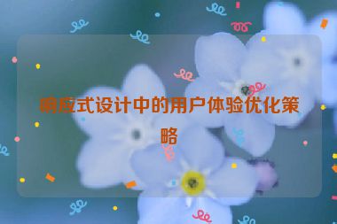 響應(yīng)式設(shè)計中的用戶體驗優(yōu)化策略
