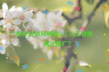 廣州企業(yè)如何利用AI（人工智能）優(yōu)化推廣？
