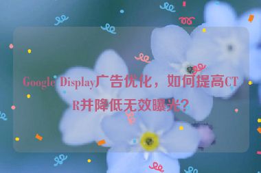 Google Display廣告優(yōu)化，如何提高CTR并降低無效曝光？