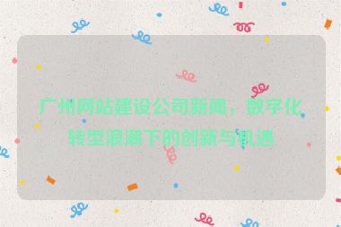 廣州網(wǎng)站建設(shè)公司新聞，數(shù)字化轉(zhuǎn)型浪潮下的創(chuàng)新與機遇