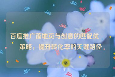 百度推廣落地頁與創(chuàng)意的匹配優(yōu)化策略，提升轉(zhuǎn)化率的關(guān)鍵路徑
