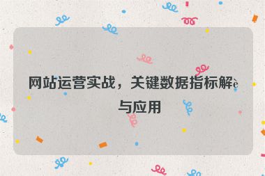 網(wǎng)站運(yùn)營(yíng)實(shí)戰(zhàn)，關(guān)鍵數(shù)據(jù)指標(biāo)解讀與應(yīng)用