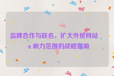 品牌合作與聯(lián)名，擴(kuò)大外貿(mào)網(wǎng)站影響力范圍的戰(zhàn)略指南