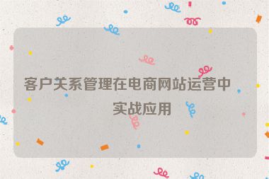 客戶關(guān)系管理在電商網(wǎng)站運(yùn)營中的實(shí)戰(zhàn)應(yīng)用