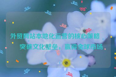 外貿(mào)網(wǎng)站本地化運營的核心策略，突破文化壁壘，贏得全球市場