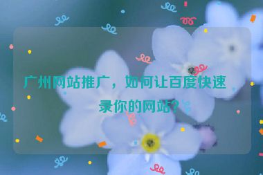 廣州網(wǎng)站推廣，如何讓百度快速收錄你的網(wǎng)站？