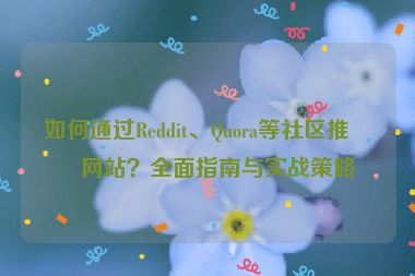 如何通過Reddit、Quora等社區(qū)推廣網站？全面指南與實戰(zhàn)策略