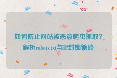 如何防止網(wǎng)站被惡意爬蟲抓取？解析robots.txt與IP封鎖策略