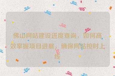 佛山網(wǎng)站建設(shè)進(jìn)度查詢，如何高效掌握項(xiàng)目進(jìn)展，確保網(wǎng)站按時(shí)上線
