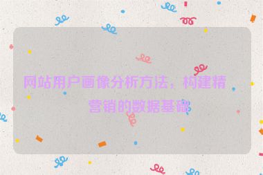 網(wǎng)站用戶畫像分析方法，構(gòu)建精準營銷的數(shù)據(jù)基礎(chǔ)