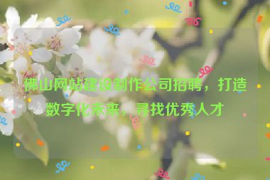 佛山網(wǎng)站建設(shè)制作公司招聘，打造數(shù)字化未來，尋找優(yōu)秀人才