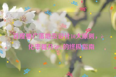 百度推廣落地頁設(shè)計10大原則，轉(zhuǎn)化率提升50%的終極指南