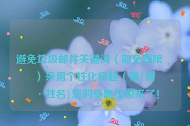 避免垃圾郵件關(guān)鍵詞（如免費(fèi)限時(shí)）采用個(gè)性化標(biāo)題（如{用戶姓名}您的專屬優(yōu)惠來了！