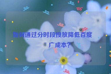 如何通過分時(shí)段投放降低百度推廣成本？