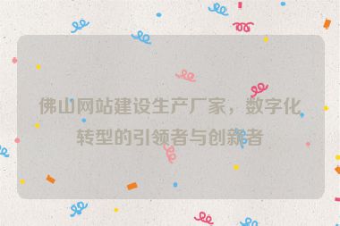 佛山網(wǎng)站建設生產廠家，數(shù)字化轉型的引領者與創(chuàng)新者