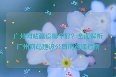 廣州網(wǎng)站建設(shè)哪個(gè)好？全面解析廣州網(wǎng)站建設(shè)公司的選擇指南
