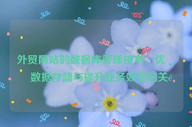 外貿(mào)網(wǎng)站的數(shù)據(jù)庫管理技術(shù)，優(yōu)化數(shù)據(jù)存儲與提升業(yè)務(wù)效率的關(guān)鍵