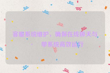 客服系統(tǒng)維護，確保在線聊天與工單系統(tǒng)高效運行