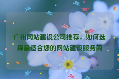 廣州網(wǎng)站建設(shè)公司推薦，如何選擇最適合您的網(wǎng)站建設(shè)服務(wù)商