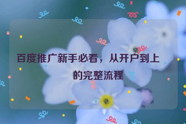 百度推廣新手必看，從開戶到上線的完整流程
