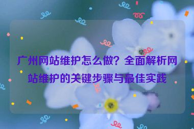 廣州網(wǎng)站維護怎么做？全面解析網(wǎng)站維護的關鍵步驟與最佳實踐