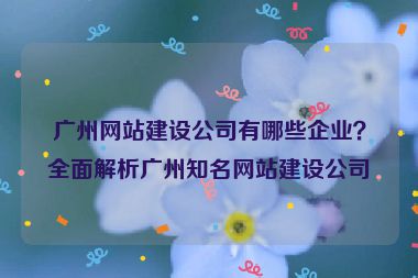 廣州網(wǎng)站建設(shè)公司有哪些企業(yè)？全面解析廣州知名網(wǎng)站建設(shè)公司