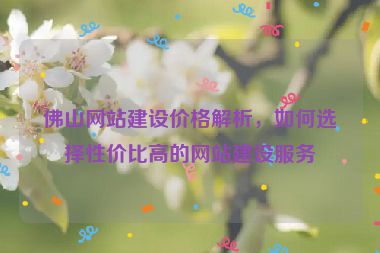 佛山網(wǎng)站建設價格解析，如何選擇性價比高的網(wǎng)站建設服務