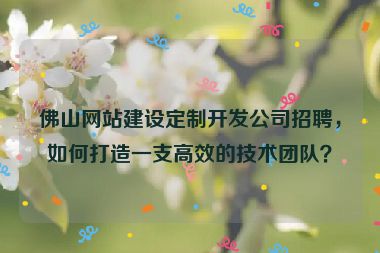 佛山網(wǎng)站建設定制開發(fā)公司招聘，如何打造一支高效的技術團隊？
