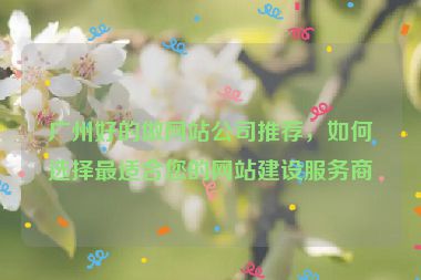 廣州好的做網(wǎng)站公司推薦，如何選擇最適合您的網(wǎng)站建設服務商