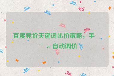 百度競(jìng)價(jià)關(guān)鍵詞出價(jià)策略，手動(dòng) vs 自動(dòng)調(diào)價(jià)