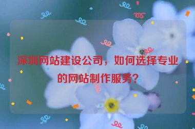 深圳網(wǎng)站建設(shè)公司，如何選擇專業(yè)的網(wǎng)站制作服務(wù)？