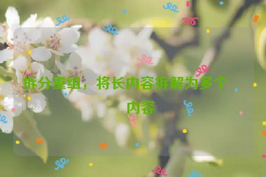 拆分重組，將長(zhǎng)內(nèi)容拆解為多個(gè)短內(nèi)容