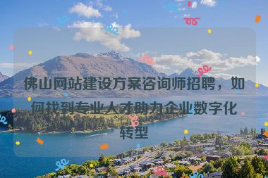 佛山網(wǎng)站建設(shè)方案咨詢師招聘，如何找到專業(yè)人才助力企業(yè)數(shù)字化轉(zhuǎn)型