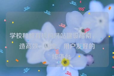 學(xué)校和教育機構(gòu)網(wǎng)站建設(shè)指南，打造高效、安全、用戶友好的在線平臺